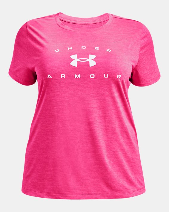 Women's UA Tech™ Twist Arch Short Sleeve, Pink, pdpMainDesktop image number 4